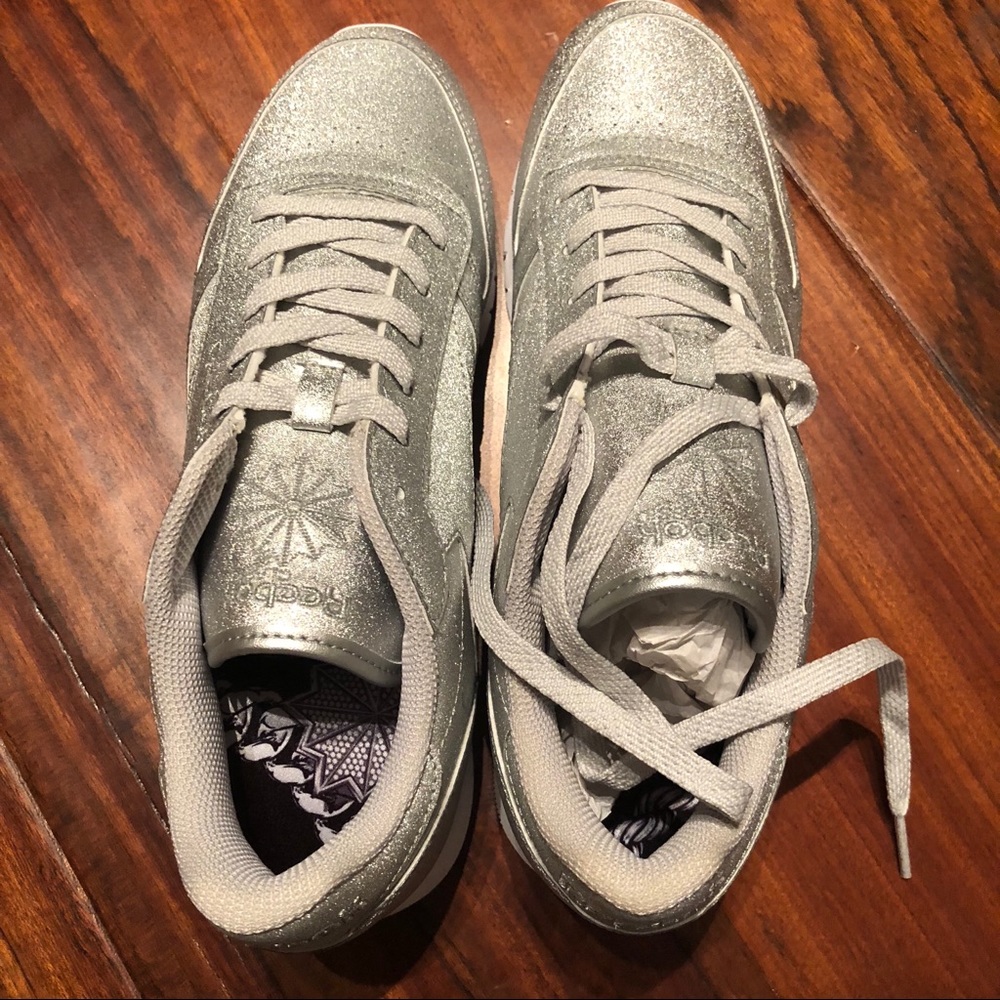 Silver Reebok sneakers